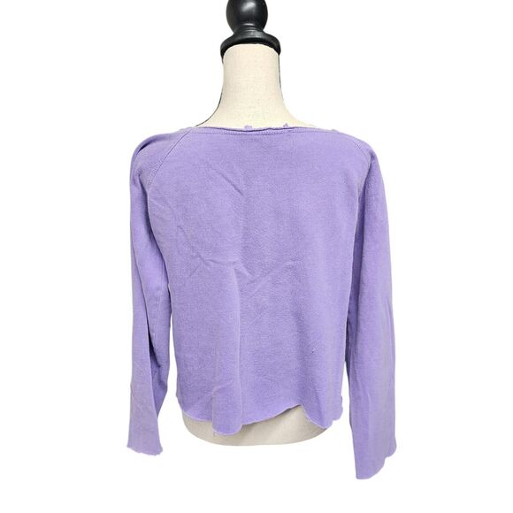 Vtg Y2K Savannah GA Cropped Sweatshirt Size Medium Purple Raw Hems Preppy Grunge - Picture 4 of 7